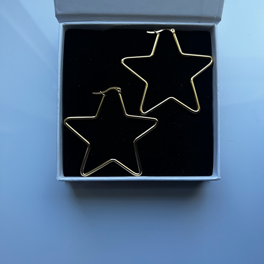 1.5” Gold plated Star Hoop Earrings